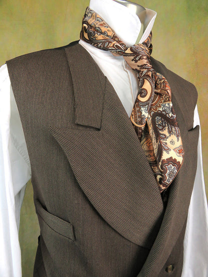 Men's Double Breasted Vest - Dark Brown Twill #841