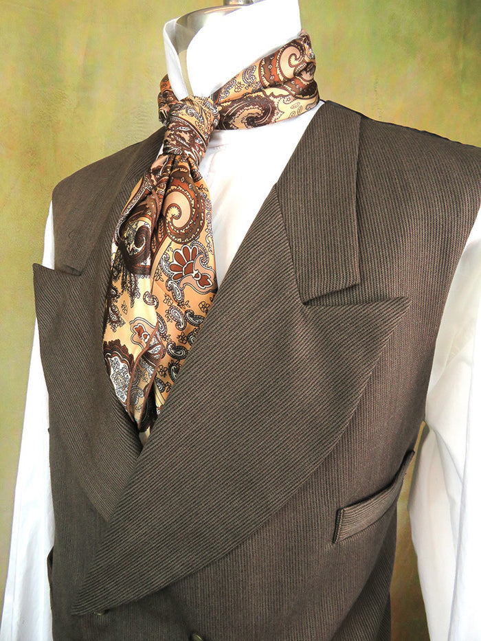 Men's Double Breasted Vest - Dark Brown Twill #841