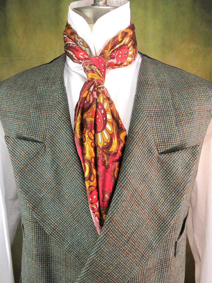 Men's Double Breasted Vest - Mini Herringbone with Rust and Copper Accents