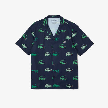 Men’s Golf Printed Short-sleeve Shirt Navy Blue