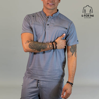 S-FOR-ME men’s scrub top in Heather Gray with modern fit