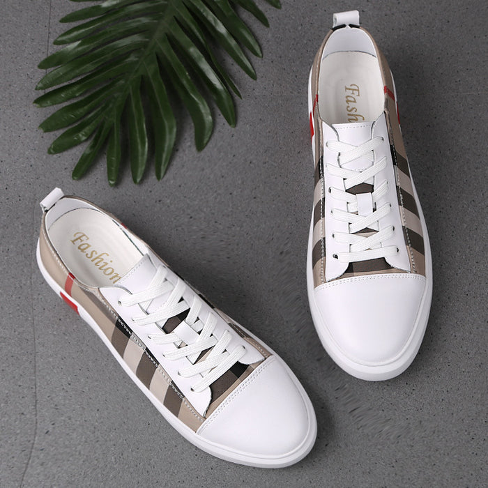 Men's Korean Style White Sneakers — Breathable Casual Design