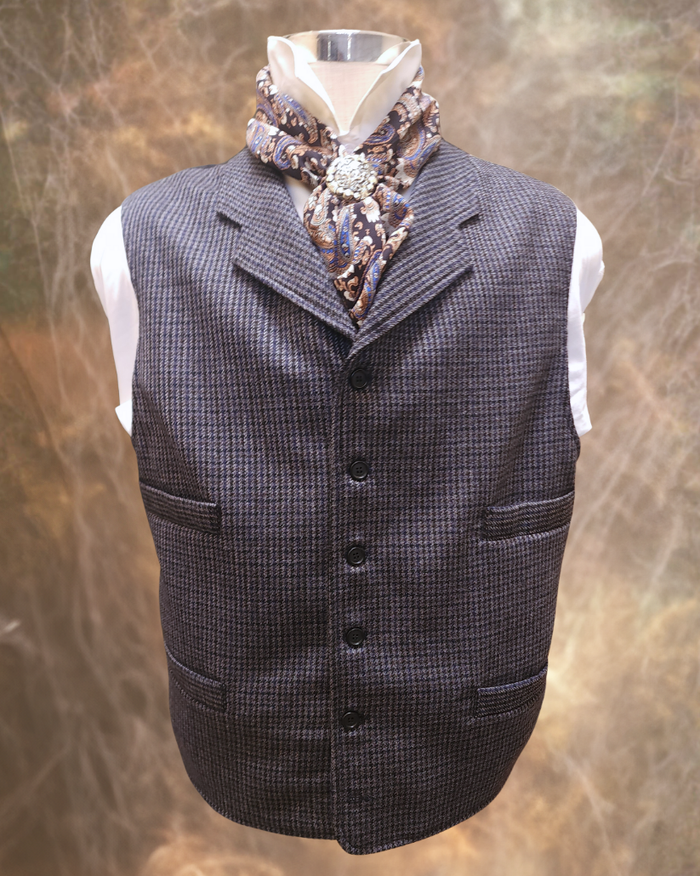 Men's Notch Vest - Frontier Midnight Black Grey Navy Houndstooth (948-A)