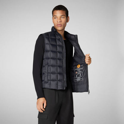 MEN'S OSWALD PUFFER VEST WITH STANDING COLLAR IN BLACK