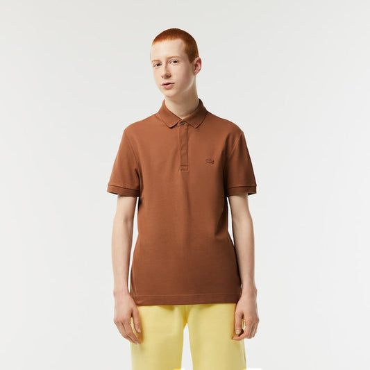 Men's Paris Regular Fit Stretch Cotton Piqué Polo Pecan