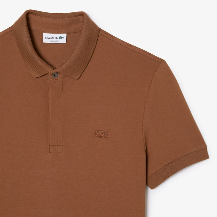 Men's Paris Regular Fit Stretch Cotton Piqué Polo Pecan