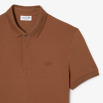 Men's Paris Regular Fit Stretch Cotton Piqué Polo Pecan