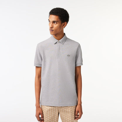 Men's Paris Regular Fit Stretch Cotton Piqué Polo Silver Chine