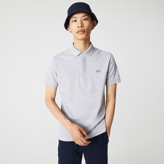 Men's Paris Regular Fit Stretch Cotton Piqué Polo Silver Chine