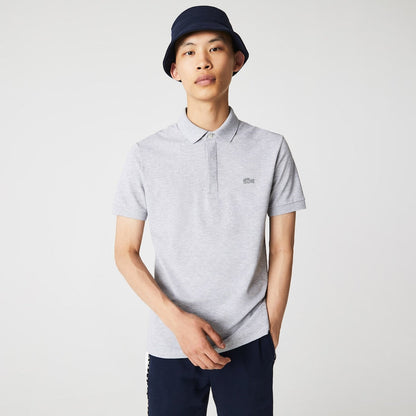 Men's Paris Regular Fit Stretch Cotton Piqué Polo Silver Chine