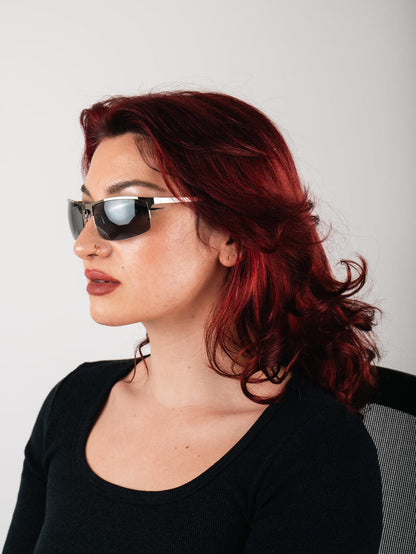 Metal Wrap Visor Sunglasses | Silver-Image 2
