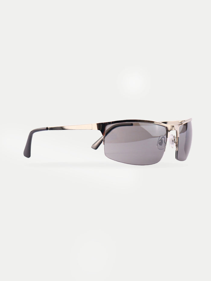 Metal Wrap Visor Sunglasses | Silver-Image 3