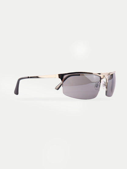 Metal Wrap Visor Sunglasses | Silver-Image 3