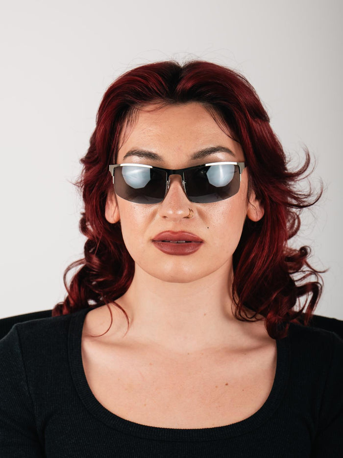 Metal Wrap Visor Sunglasses | Silver-Image 4