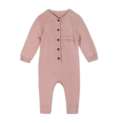 Milan Earthy Knit Classic Baby Button Jumpsuit (Organic Cotton) Viverano