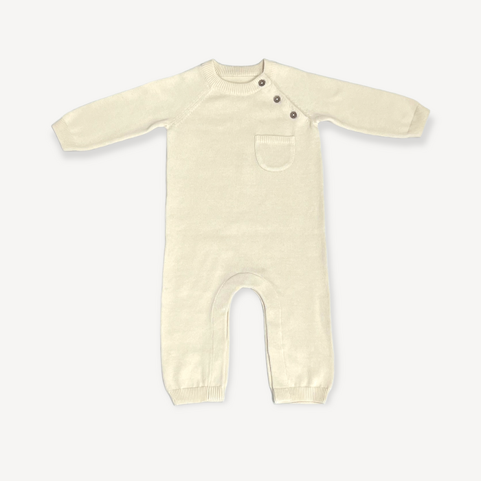 Milan Side Button & Pocket Knit Baby Jumpsuit (Organic Cotton)