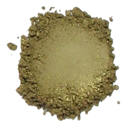 Swatch of Kylie's Professional Mineral Goddess Eyeshadow in the shade 'Olive', an olive green colour.