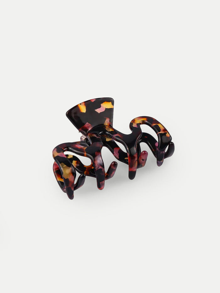 Mini Wave Eco Hair Claw | Rainbow Tortoiseshell-Image 1