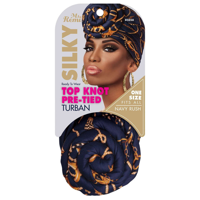 Ms. Remi Silky Top Knot Pre-Tied Turban, 1 Count, Assorted Patterns