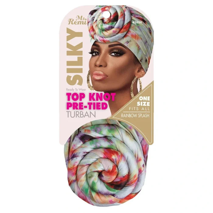 Ms. Remi Silky Top Knot Pre-Tied Turban, 1 Count, Assorted Patterns