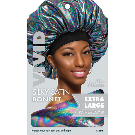 Ms. Remi Vivid Silky Satin Bonnet X-Large, 1 Count, Platinum Leopard
