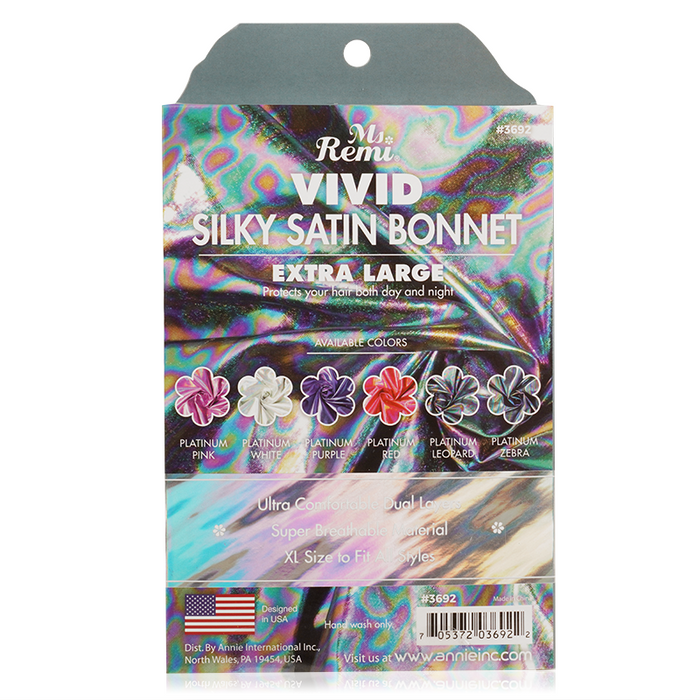 Ms. Remi Vivid Silky Satin Bonnet X-Large, 1 Count, Platinum Leopard
