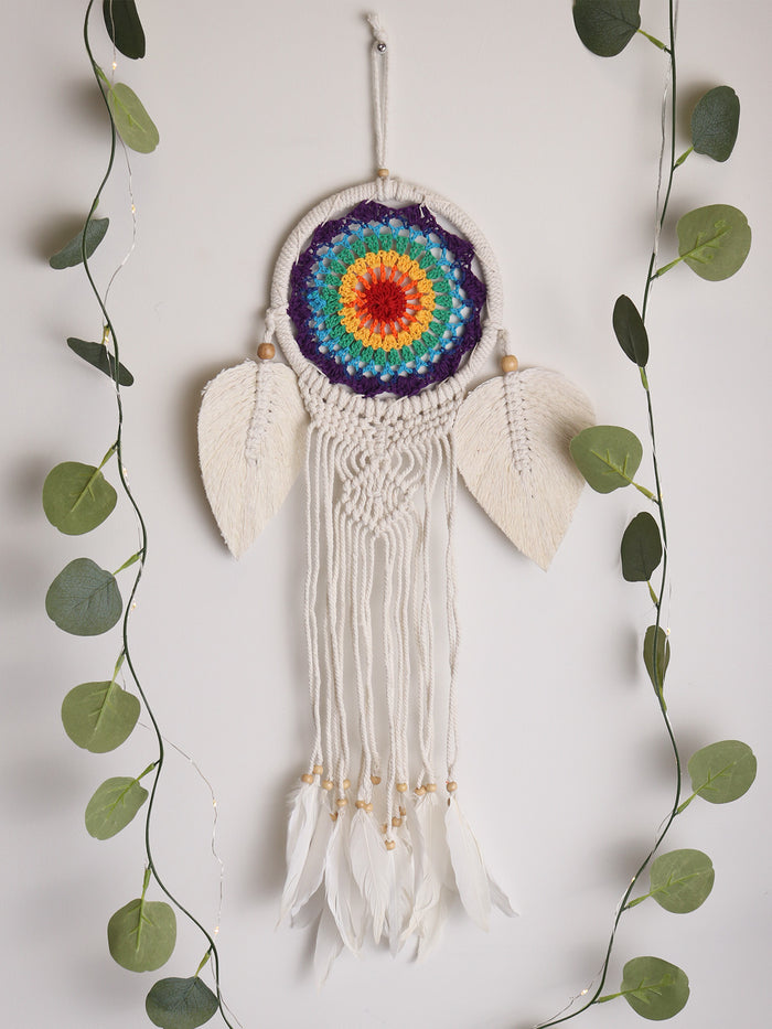 Multi with White Leaf Dreamcatcher 16cm | One Colour-Image 1