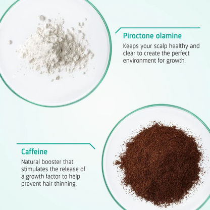 Key ingredients in Neofollics Hair Growth Stimulating Shampoo including caffeine and piroctone olamine