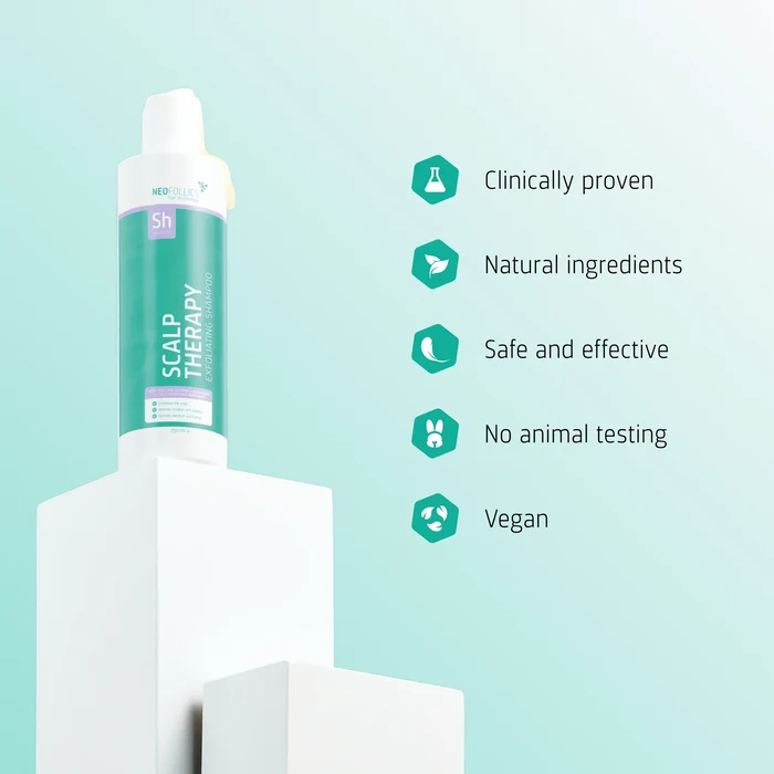 Neofollics Scalp Therapy Exfoliating Shampoo is vegan, cruelty-free, sulphate-free and paraben-free