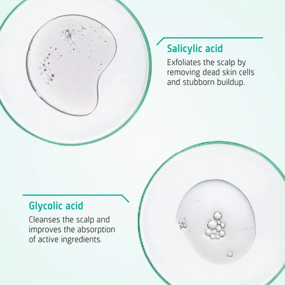 Key ingredients in Neofollics Scalp Therapy Peeling Serum including salicylic and glycolic acid