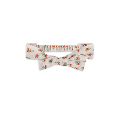 Nira Block Print Floral Baby Romper & Headband Set (Linen Blend)
