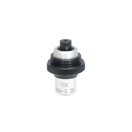 Objective Working Distance 5.5mm 10X Achromatic Objective, SKU PM42012134, three quarter front view