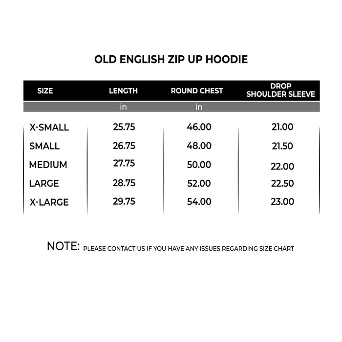 Old English Zip Up Hoodie - IRONGEAR Fitness