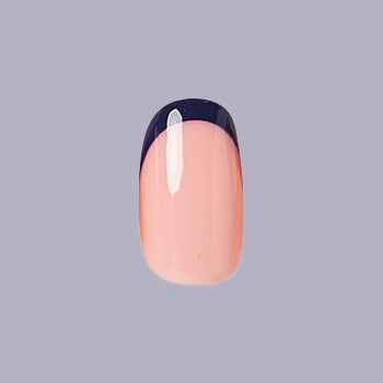 OMG Classic French Press-Ons | Round | Extra Short with nude base and deep navy tips for a chic at-home manicure