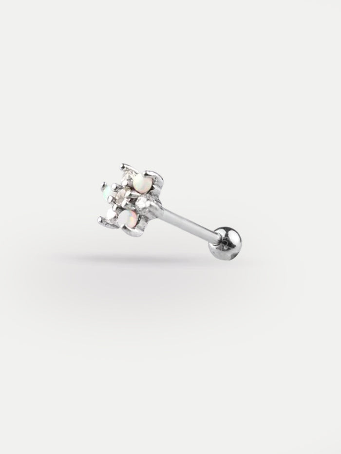 Opal Flower Ear Stud 18G | White-Image 1