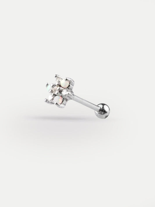 Opal Flower Ear Stud 18G | White-Image 1
