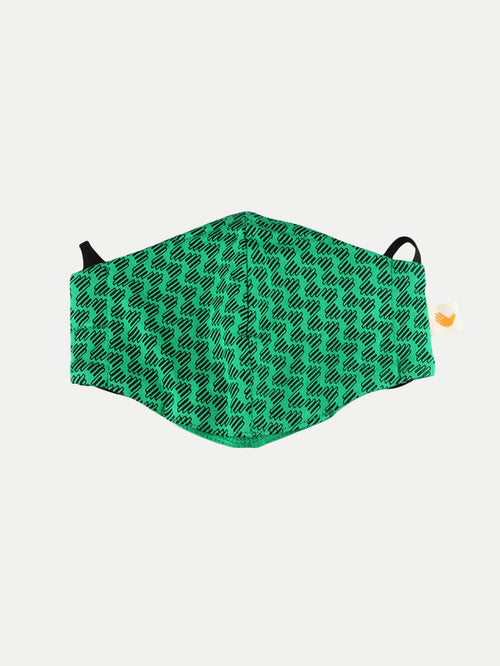 Organic Cotton Face Mask | Green Squiggle-Image 1
