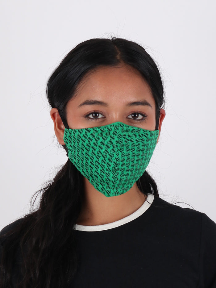 Organic Cotton Face Mask | Green Squiggle-Image 2