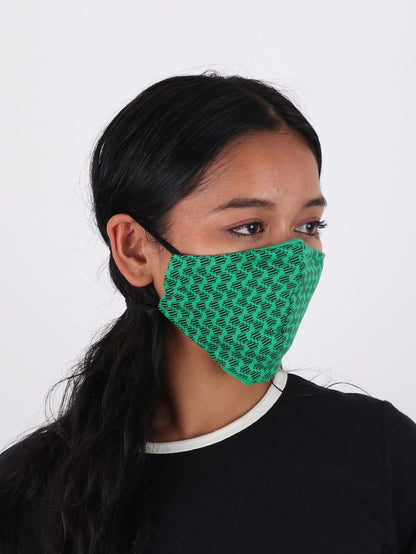Organic Cotton Face Mask | Green Squiggle-Image 3