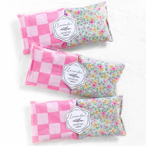 Organic Lavender Sachet Set - Pink Gingham + Spring Florals