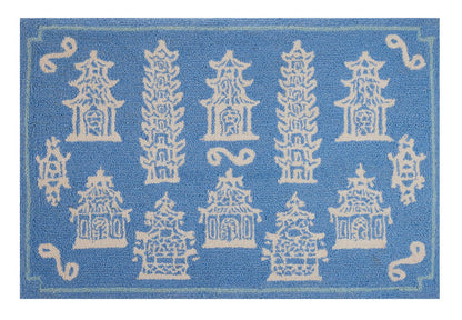 pagodas periwinkle hook rug ohmeredith mississippi