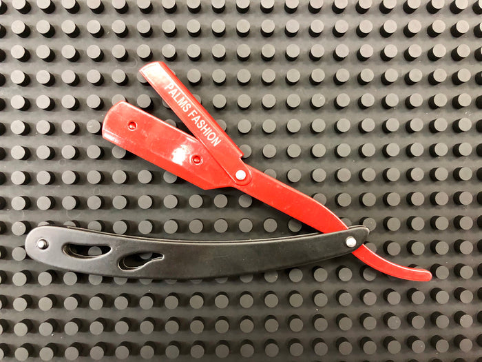 Professional Straight Edge Barber Razor - Black/Red Steel - Palms Fashion Inc.