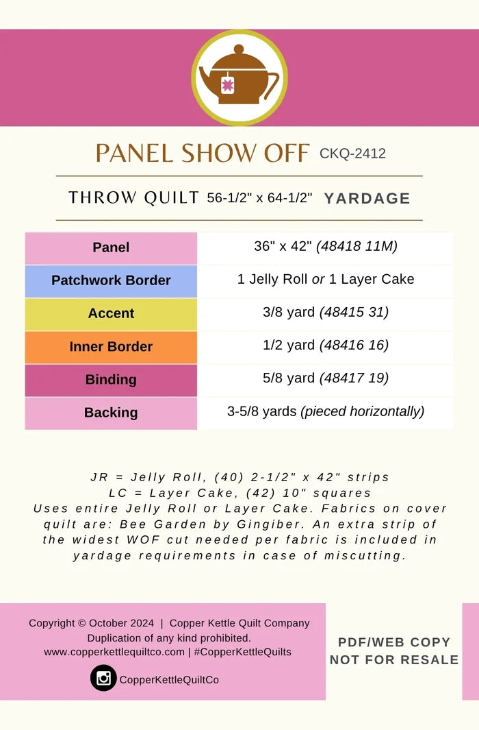 Panel Show Off Quilt Pattern