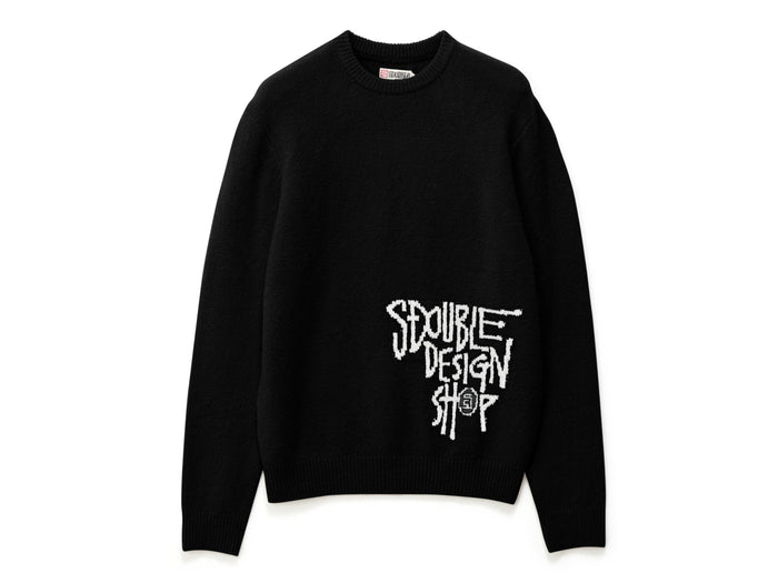 Placement Knit Sweater - Black