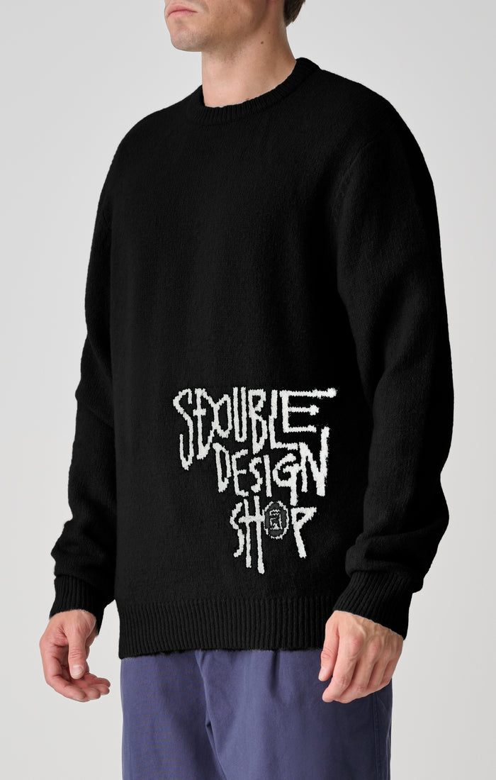 Placement Knit Sweater - Black