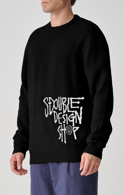 Placement Knit Sweater - Black