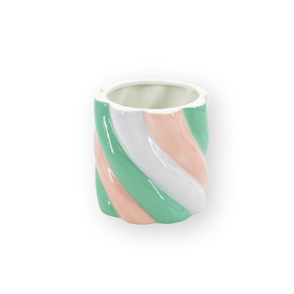 Pot - Planten Pot Kabelspek - Dolomiet - Roze/Lila /Groen - 12.5x12.5x13 cm