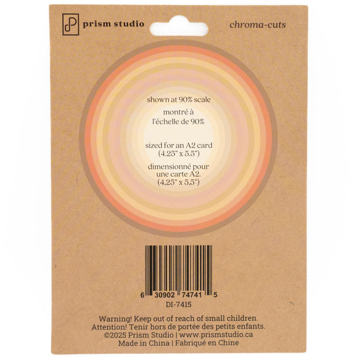 Prism Studio - Dies - Nesting Circles. Sized to fit an A2 card 12 pieces total. Available at Embellish Away located in Bowmanville Ontario Canada.