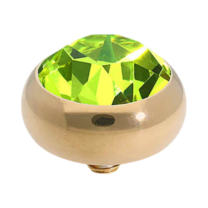 QUDO Sesto Gold, QUDO Green and Golden Collection, interchangeable jewelry, gold crystal topper, green crystal jewelry, golden crystal jewelry, QUDO topper, interchangeable ring topper, stackable jewelry, Swarovski crystal jewelry, luxury fashion jewelry, collectible jewelry, boutique jewelry, interchangeable bracelet topper, colorful crystal jewelry, statement jewelry, QUDO jewelry collection