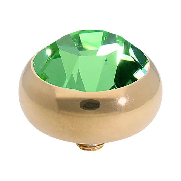 QUDO Sesto Gold, QUDO Green and Golden Collection, interchangeable jewelry, gold crystal topper, green crystal jewelry, golden crystal jewelry, QUDO topper, interchangeable ring topper, stackable jewelry, Swarovski crystal jewelry, luxury fashion jewelry, collectible jewelry, boutique jewelry, interchangeable bracelet topper, colorful crystal jewelry, statement jewelry, QUDO jewelry collection